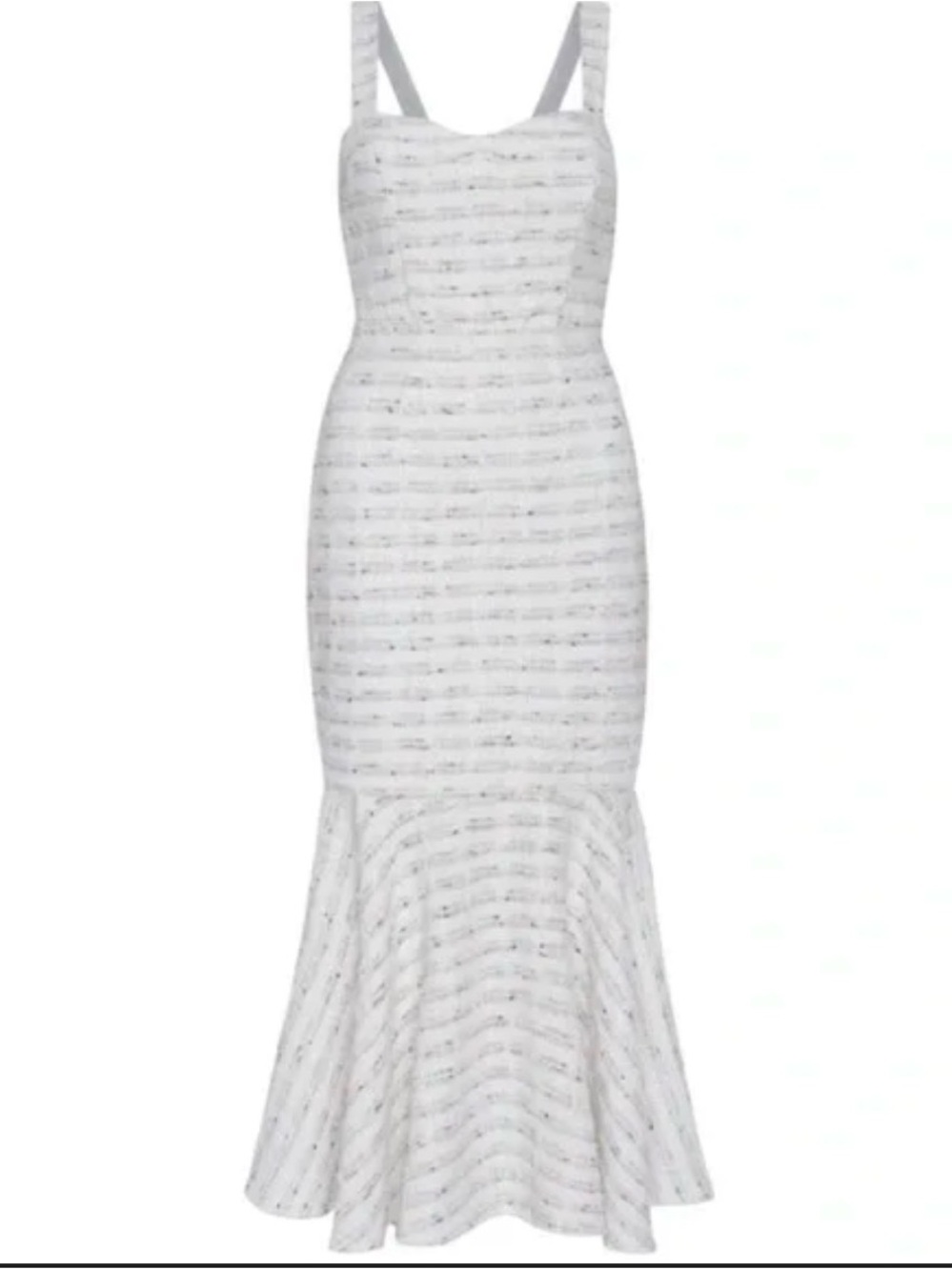 Misa Los Angeles White Striped Mermaid Midi Dress Large